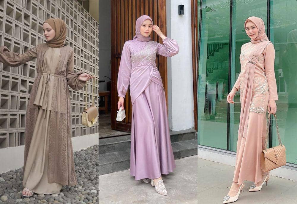 dress brokat kombinasi satin 10 Model Gamis Brokat Kombinasi Satin Terbaru 2023