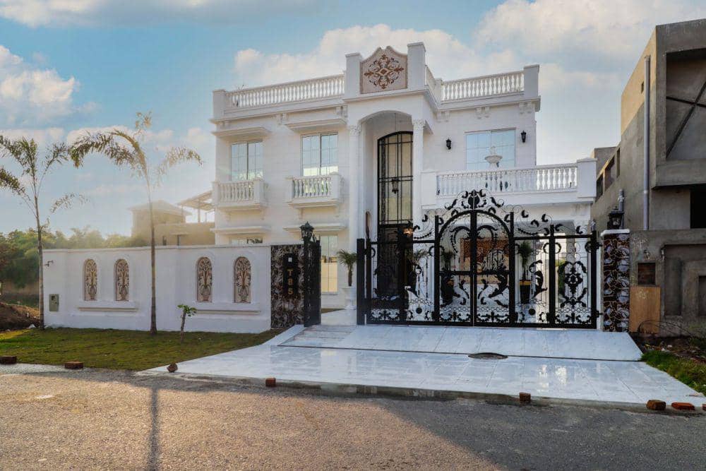 ilustrasi desain fasad rumah eropa klasik warna putih (pexels.com/Muhammad Tanvir)