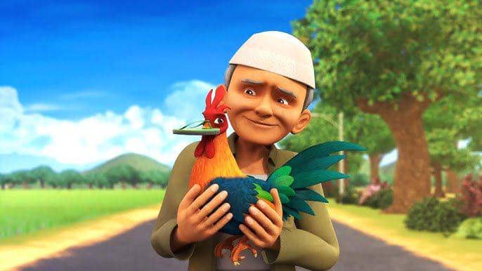 Tok Dalang dan ayam miliknya (dok. Les' Copaque/Upin Ipin)