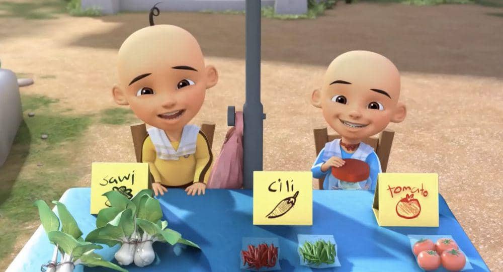 Upin dan Ipin jualan sayur. (dok. Les’ Copaque/Upin Ipin)