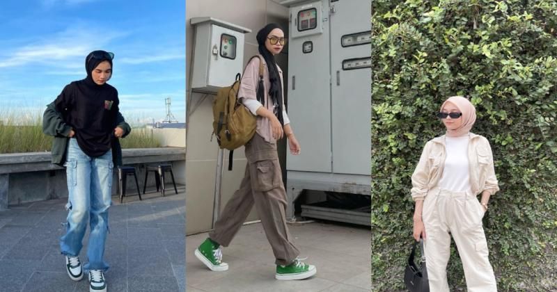 7 Outfit Celana Kargo untuk Perempuan Berhijab