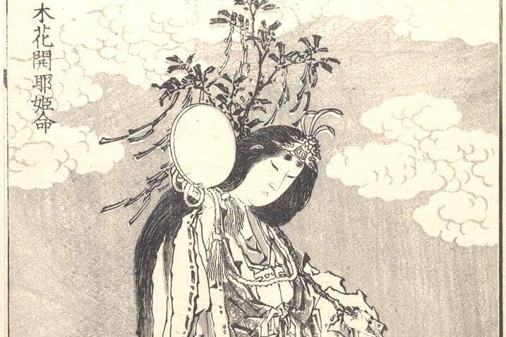 ilustrasi lukisan dewi Konohanasakuya-hime (commons.wikimedia.org/Katsushika Hokusai)