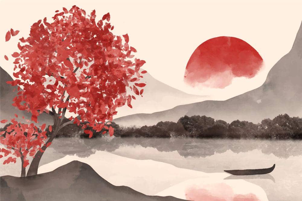 Ilustrasi lukisan alam jepang (freepik.com/freepik)