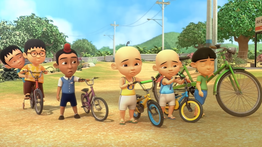 Upin, Ipin, dan teman-teman bermain sepeda (youtube.com/Les' Copaque Production)