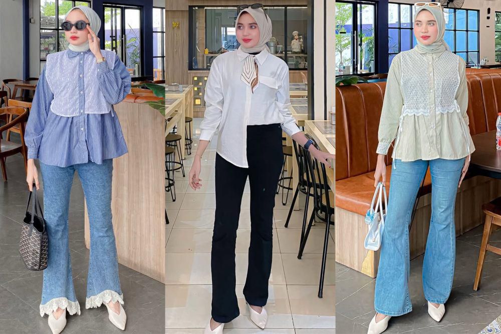 7 Ide OOTD Kasual Feminin Pakai Flare Pants ala Azura Salsabila, Chic!