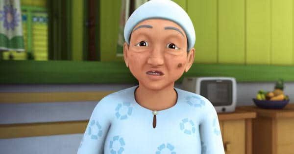 cuplikan Opah sedang terkejut (dok. Les' Copaque/Upin dan Ipin)