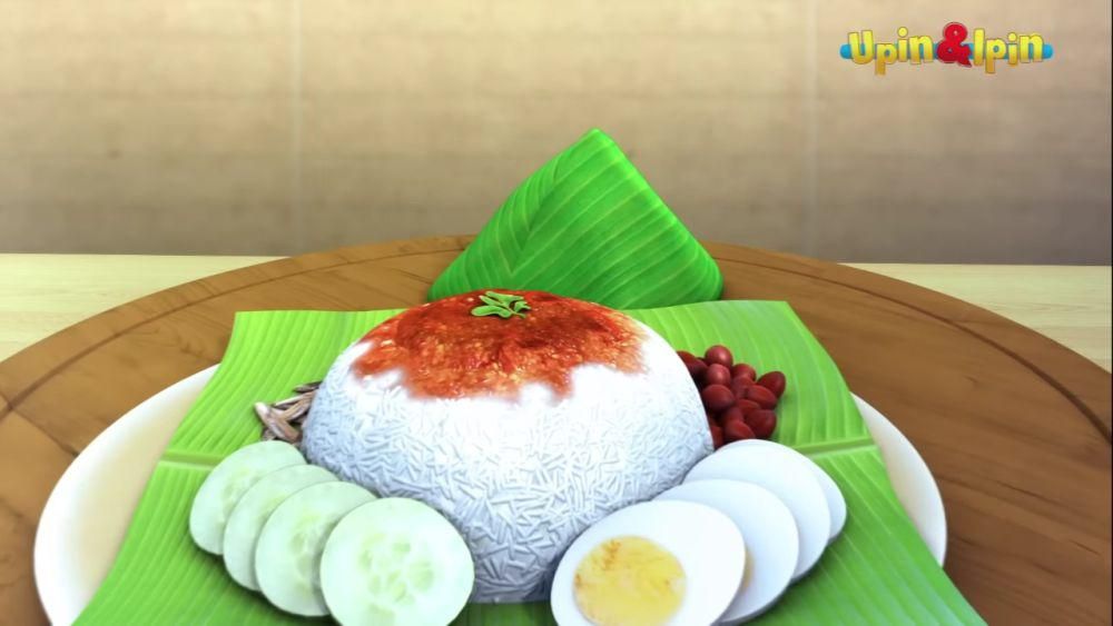 nasi lemak di serial Upin dan Ipin (youtube.com/Les' Copaque Production)