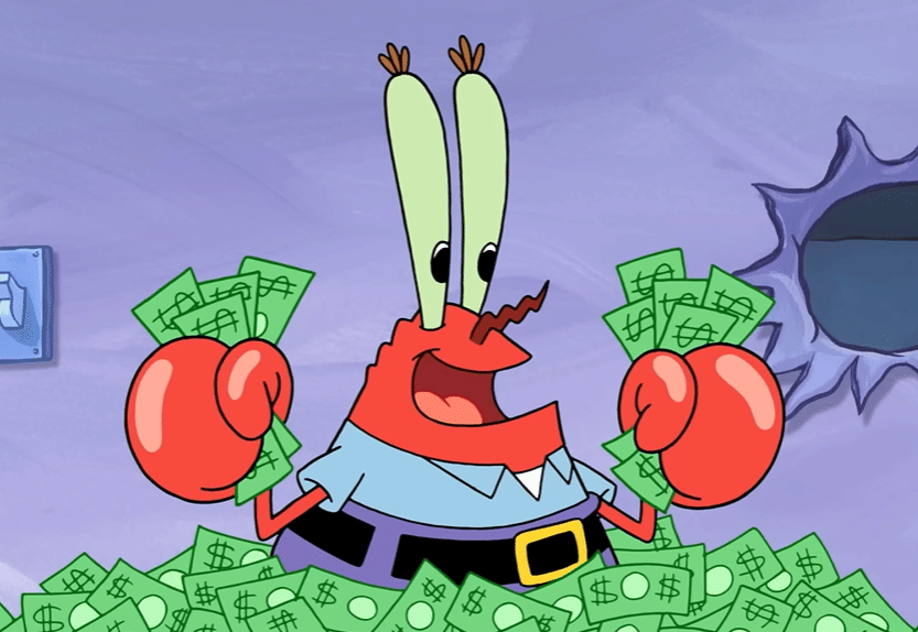 ilustrasi Tuan Krabs dan uang (dok. Nickelodeon/SpongeBob SquarePants)