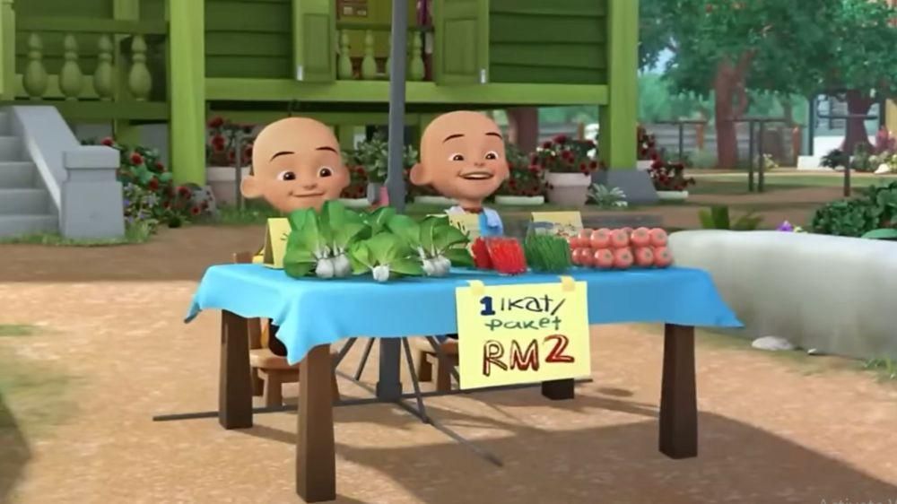 potret Upin Ipin berjualan sayur (youtube.com/Upin & Ipin)