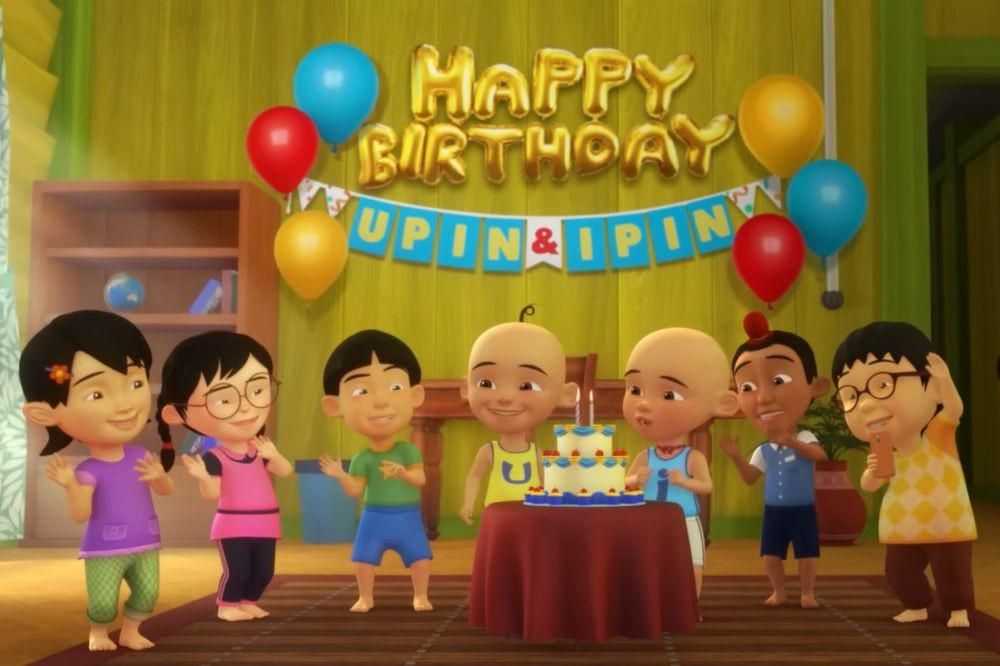 potret kue ulang tahun Upin Ipin (youtube.com/ Les' Copaque Production)