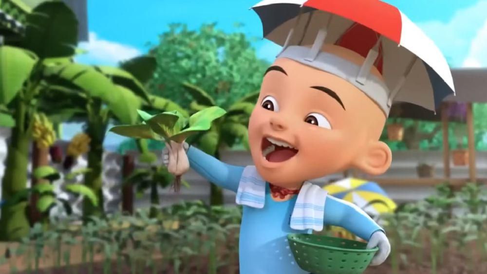Upin & Ipin memanen sayuran (dok. Les' Copaque/Upin & Ipin)