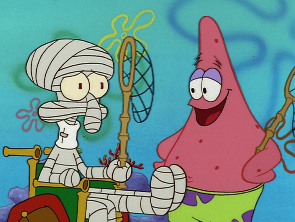 tentakel Squidward ditusuk jaring ubur-ubur (dok. Nickelodeon/SpongeBob SquarePants)
