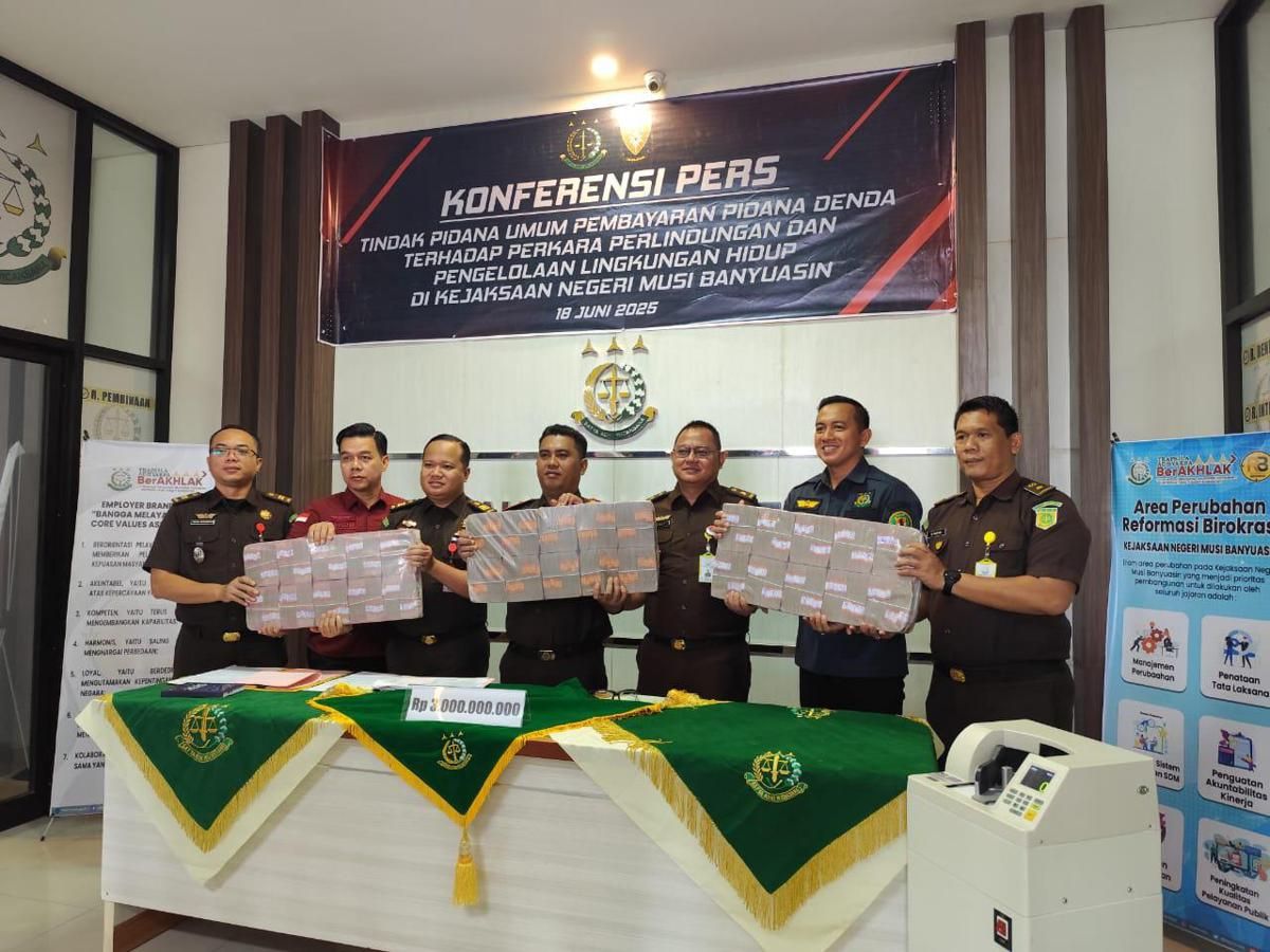 Kejari Muba Terima Pembayaran Denda Rp3 M Kasus Karhutla di Lalan