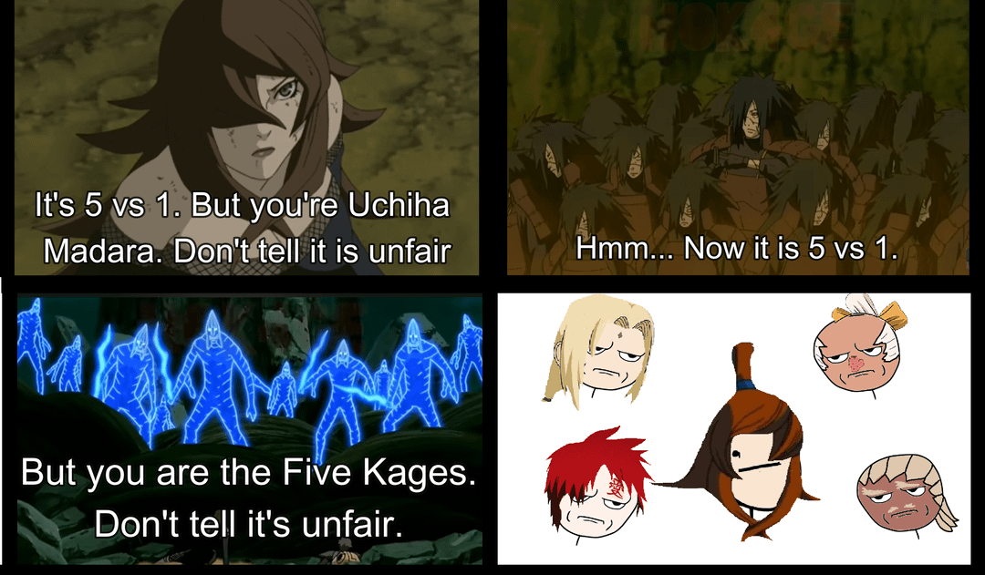 8 Meme para Kage dalam Naruto, Digendong sama Onoki dari Iwakgakure?
