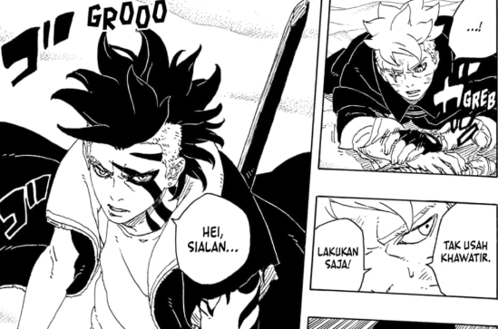 Review Boruto Two Blue Vortex Chapter 23, Kolaborasi Kawaki dan Boruto Lawan Jura