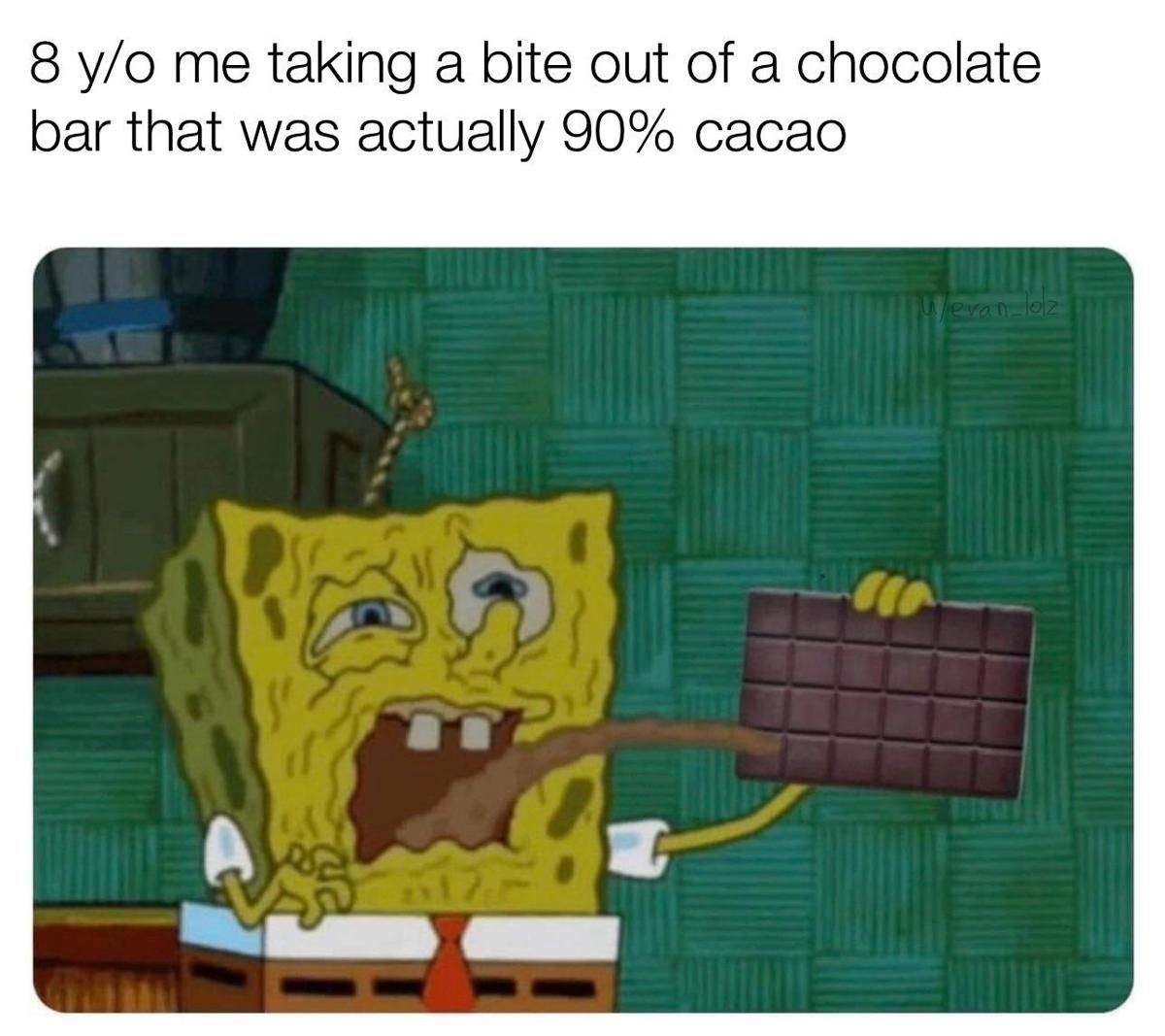 7 Meme SpongeBob tentang Cokelat, Makanan Favorit Banyak Orang
