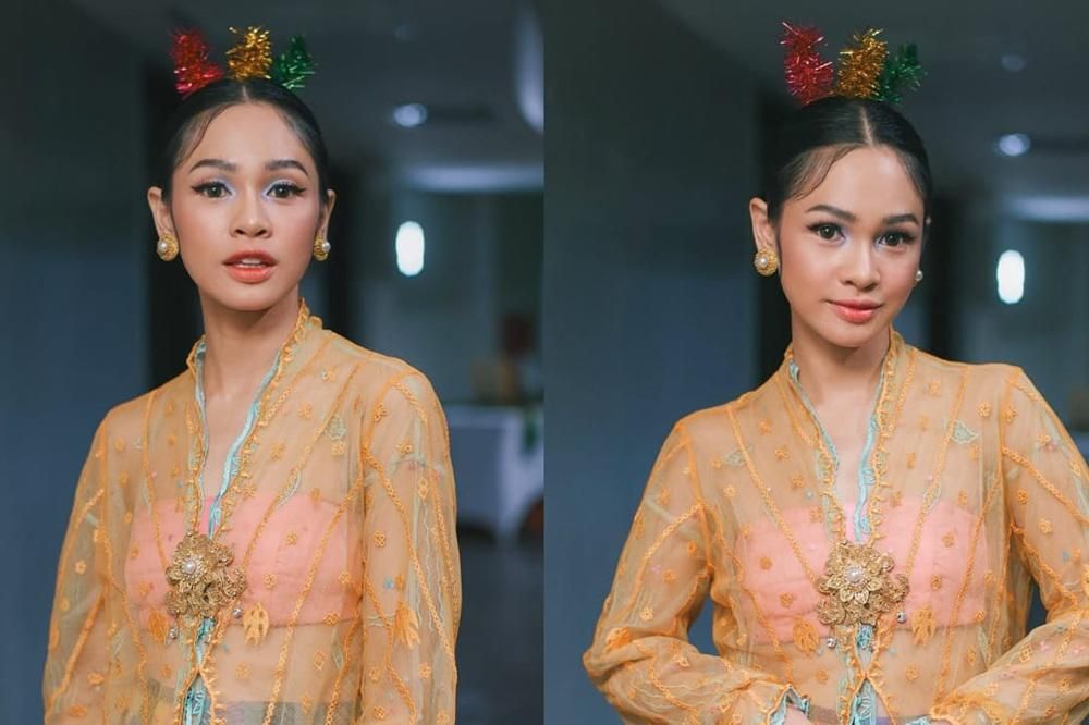 HUT Jakarta, Ini Gaya Andien Berkebaya & Kenakan Manggar Ondel-Ondel