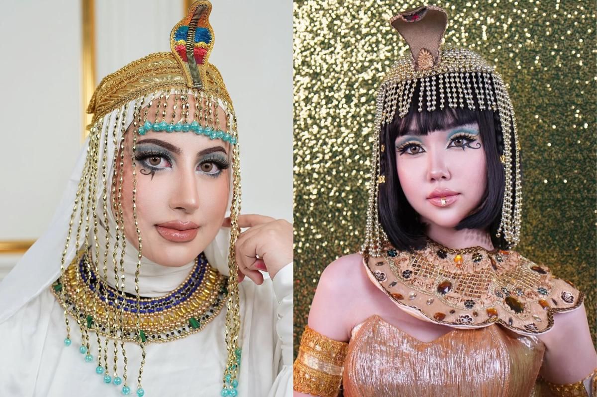 7 Potret Seleb Indonesia Ikut Tren Makeup dan Fashion ala Cleopatra