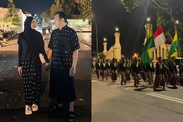 Potret Zaskia Mecca dan Hanung Ikut Tradisi Mubeng Beteng di Jogja 