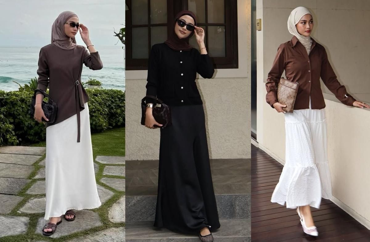 7 Inspirasi OOTD Hijab Elegan Klasik Pakai Skirt ala Ratu Anditya