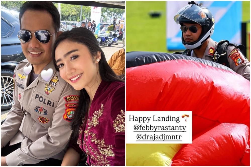 7 Potret Febby Rastanty Dampingi Suami di HUT Bhayangkara ke-79