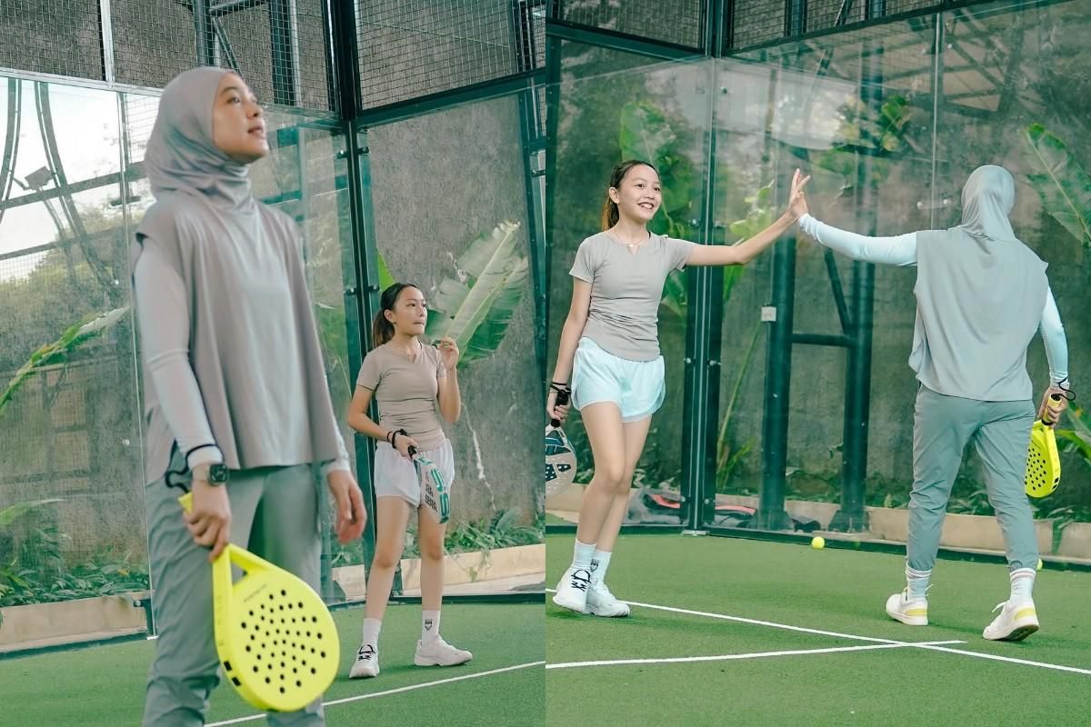 7 Potret Dian Ayu Main Padel Bareng Embun Sang Anak, Kompak!