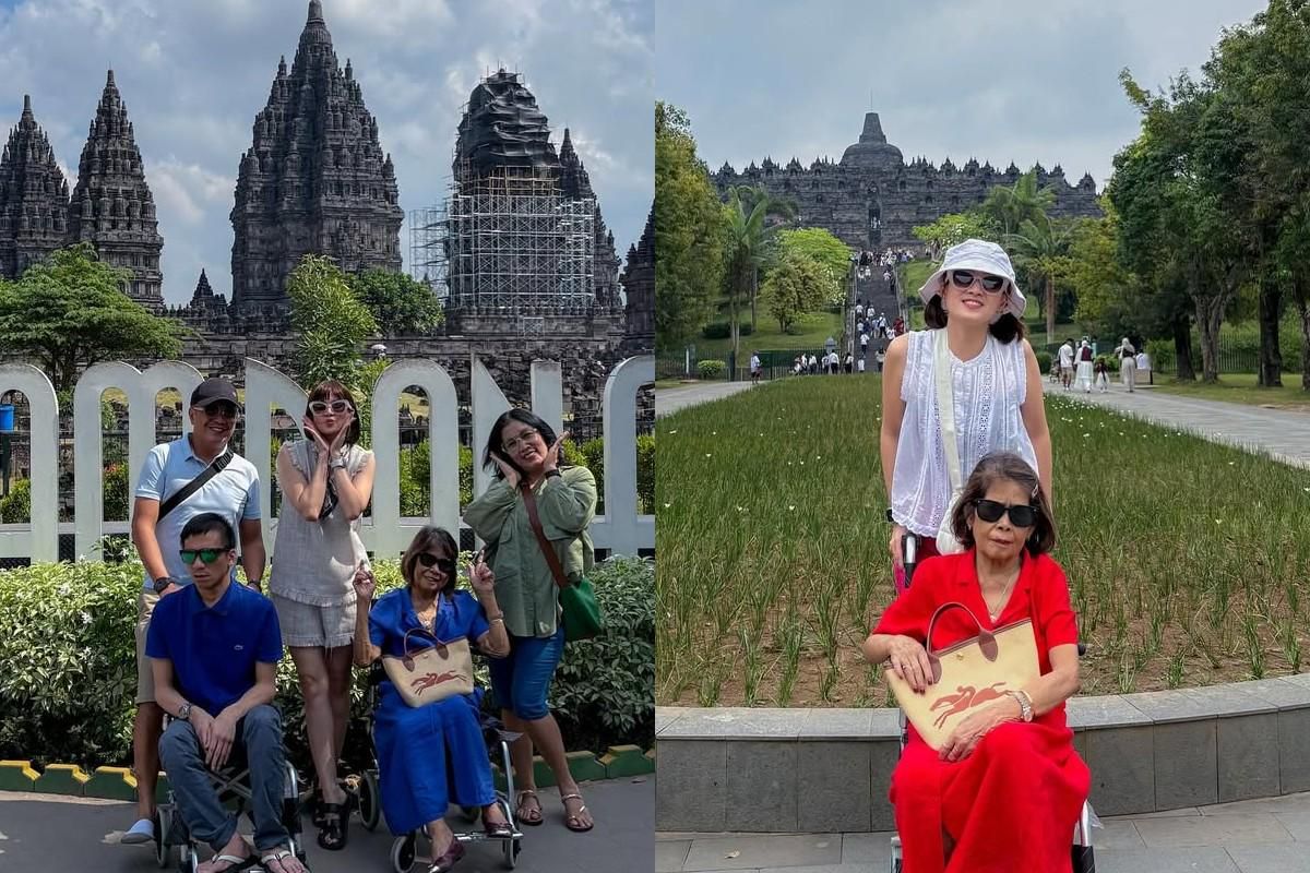 7 Potret Chika Jessica Ajak Ibu yang Sedang Sakit Liburan ke Candi 