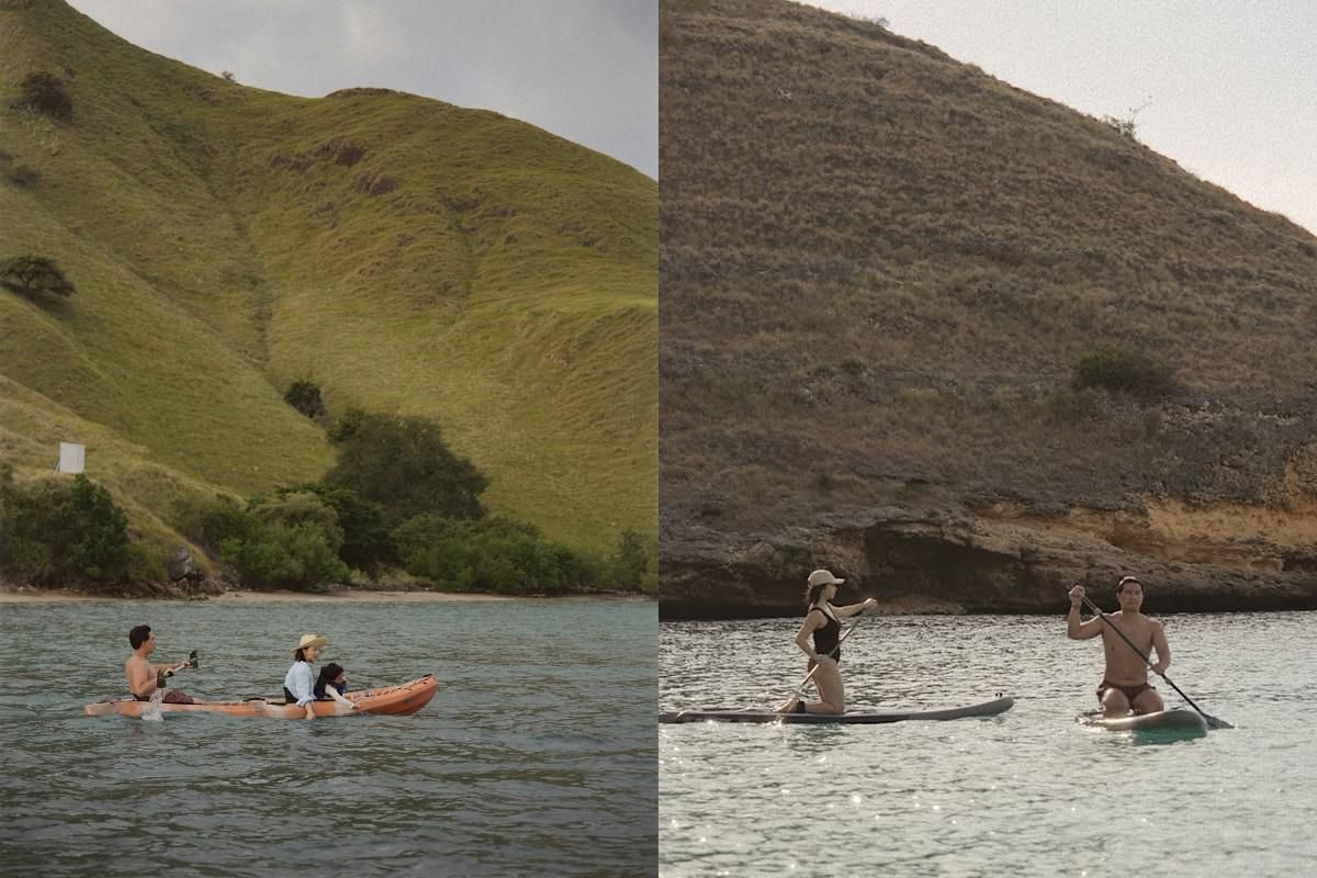 7 Momen Nikita Willy Liburan di Labuan Bajo, Main Papan Dayung Berdiri