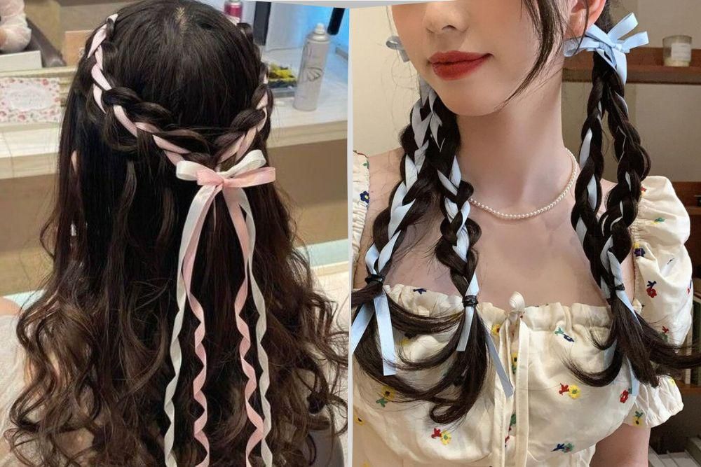 Deretan Ide Kepang Rambut dengan Pita yang Feminin dan Timeless