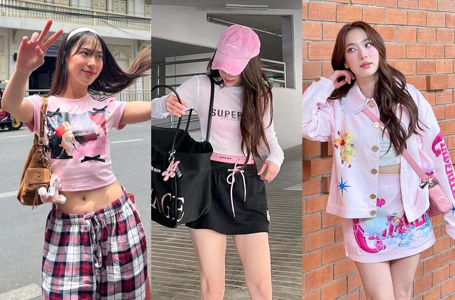 9 OOTD Pinky Girl ala Dream Apichaya, Eye Catching!