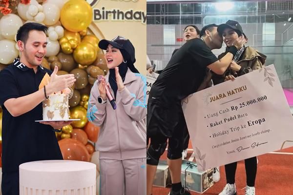 7 Potret Ultah ke-38 Jenita Janet di Lapangan Padel, Romantis!