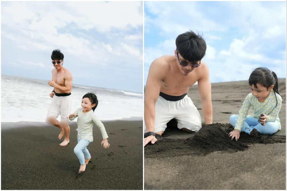 7 Potret Atta Halilintar Main Bareng Ameena di Pantai, Seru!