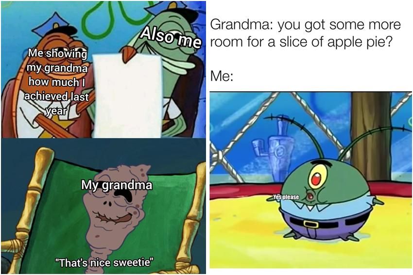 8 Meme SpongeBob tentang Nenek, Selalu Bangga dengan Cucunya