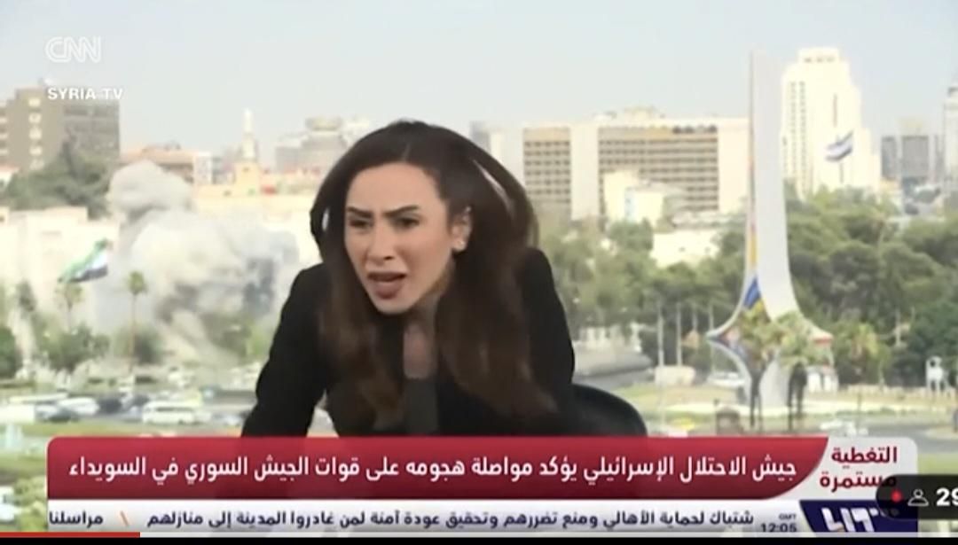 Detik-Detik Presenter TV Berlindung Saat Israel Serang Damaskus Suriah