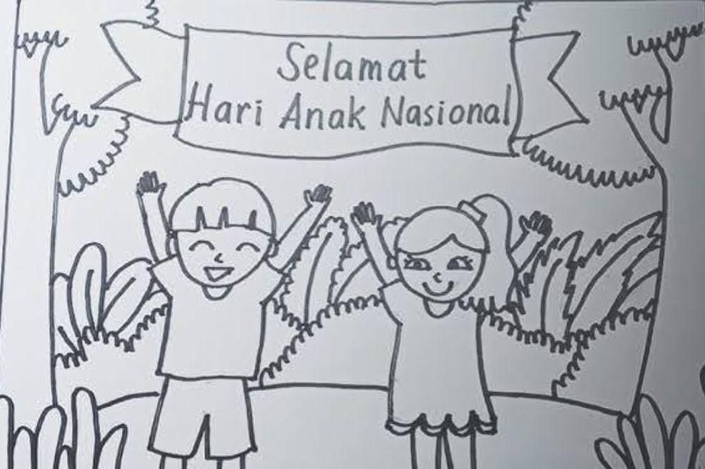 5 Sketsa Mewarnai Gambar Tema Hari Anak Nasional