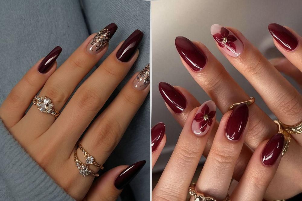 7 Inspirasi Nail Art Nuansa Burgundy yang Elegan dan Classy