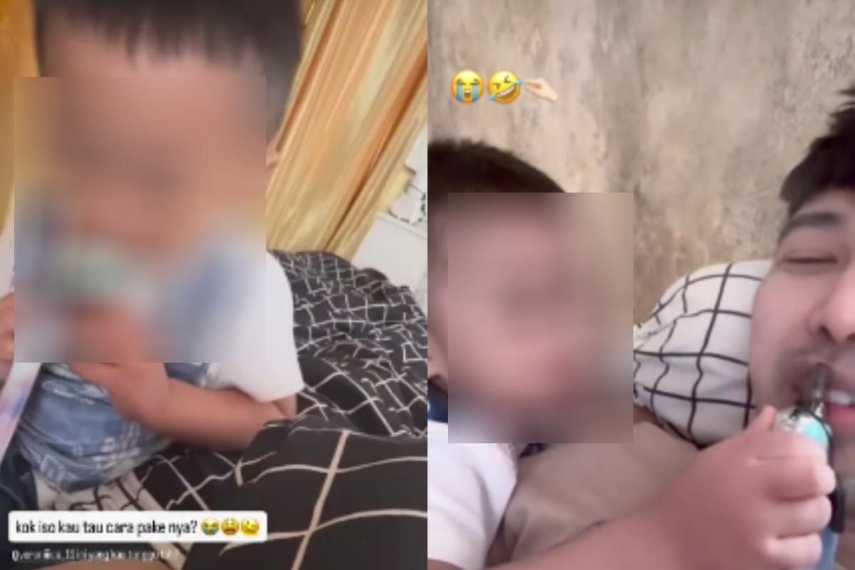 Viral Video Pria Dewasa di Makassar Ajari Balita Isap Vape