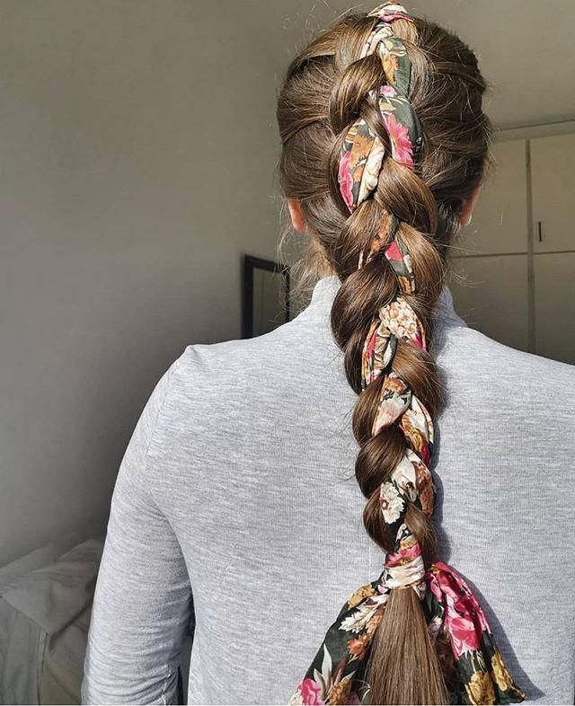 inspirasi kepang rambut dengan scarf
