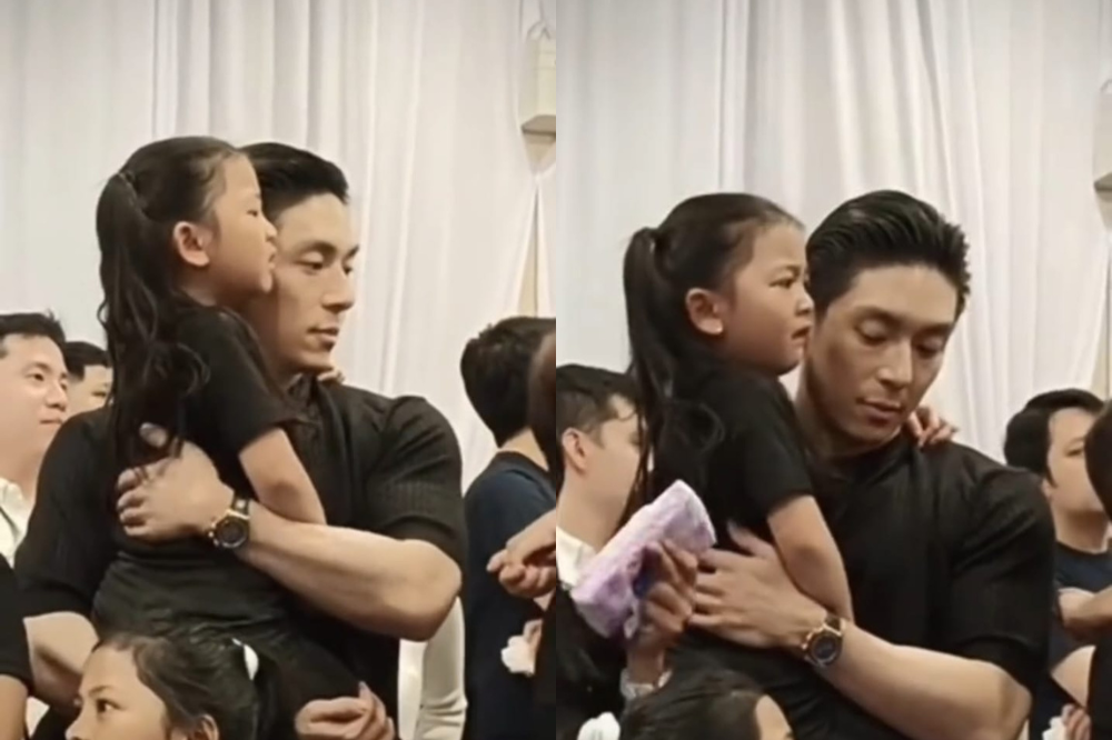 Harunya Momen Anak Sarwendah Digendong Sergio di Pemakaman Sang Kakek