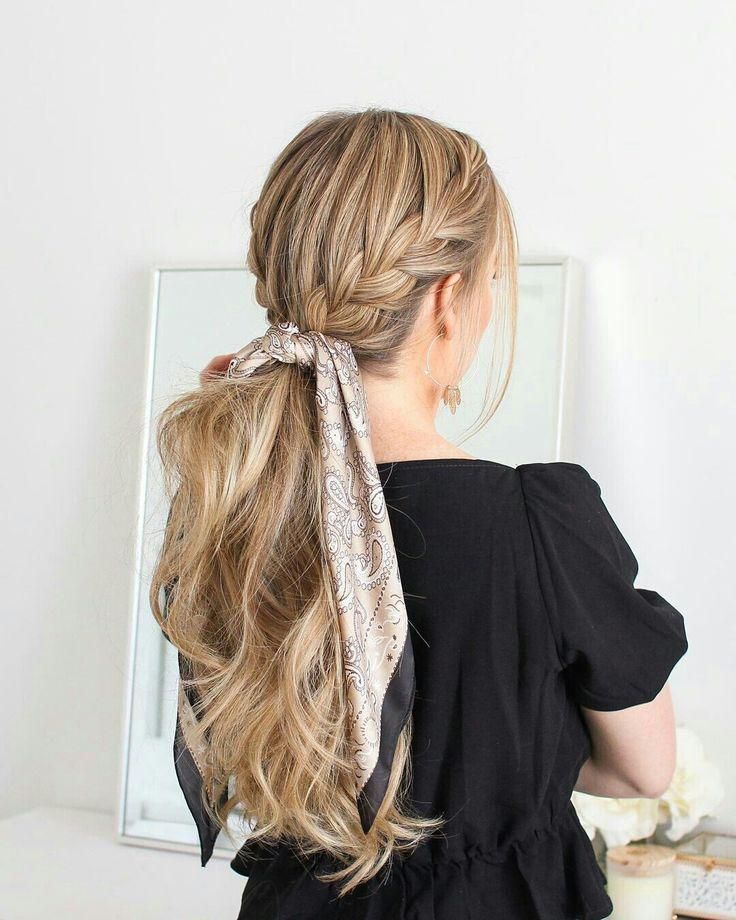 inspirasi kepang rambut dengan scarf