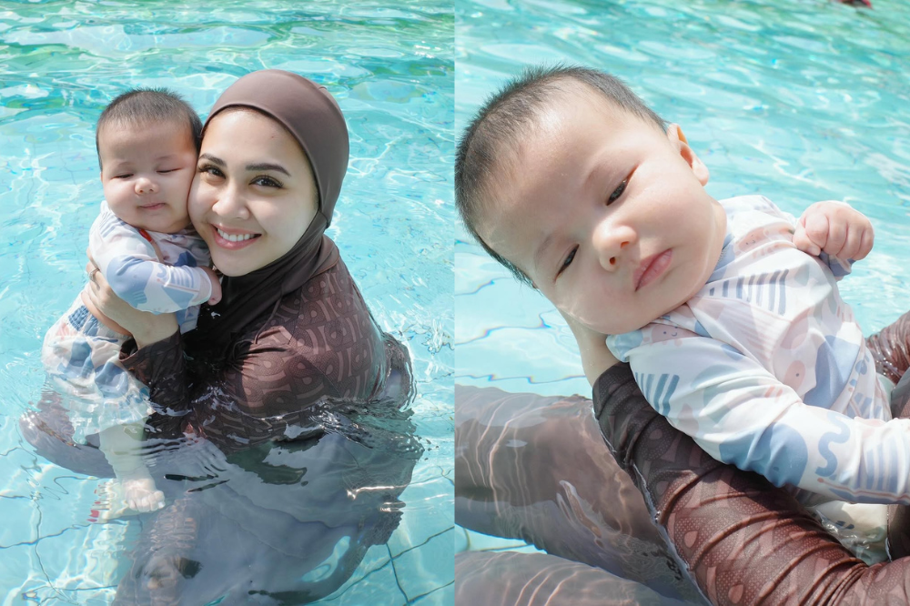 Momen Danish Anak Ketiga Kesha Ratuliu Berenang, Ekspresinya Bikin Gemas