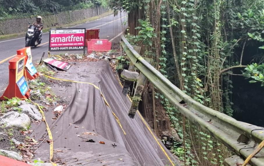 7 Bulan Jebol, Jalur Gianyar-Klungkung Belum Diperbaiki