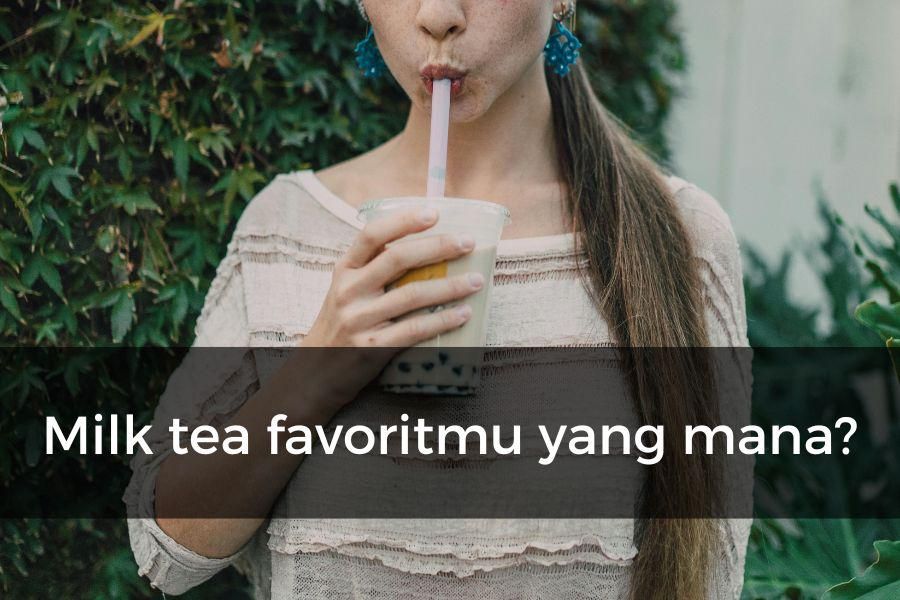 Potret minum milk tea