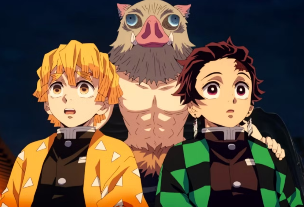 Trio Tanjiro, Zenitsu dan Inosuke dari anime Demon Slayer (2019) (dok. ufotable)