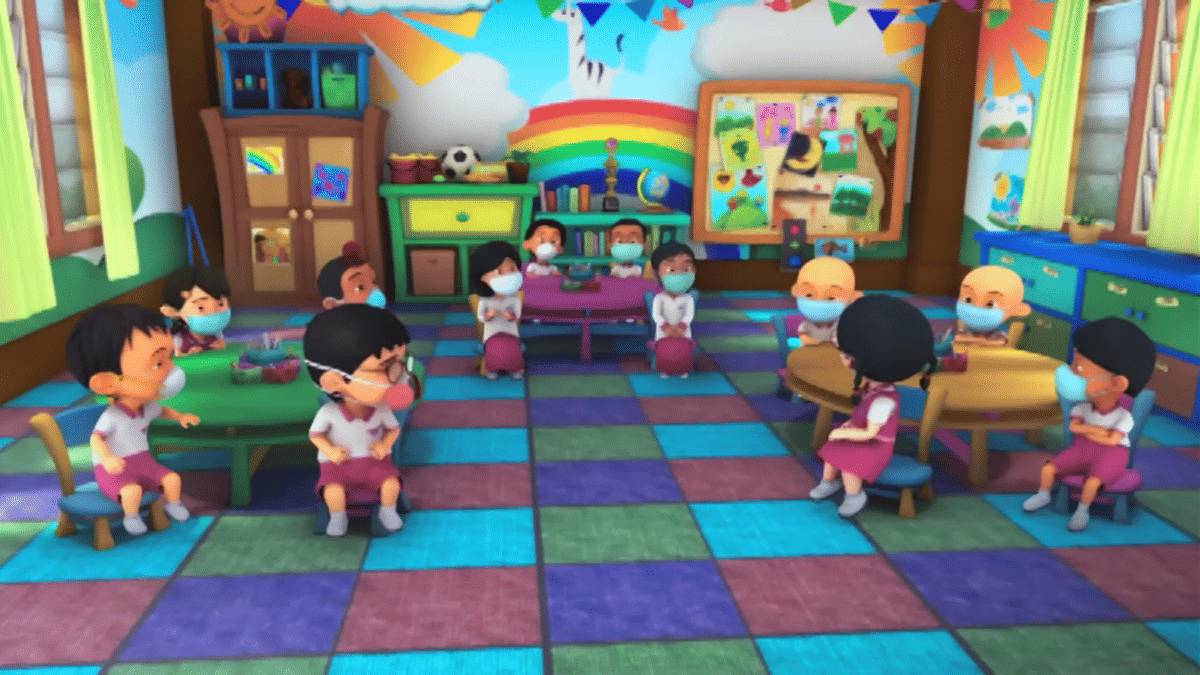 Cuplikan episode "Bahaya Jerebu" dalam serial Upin dan Ipin.