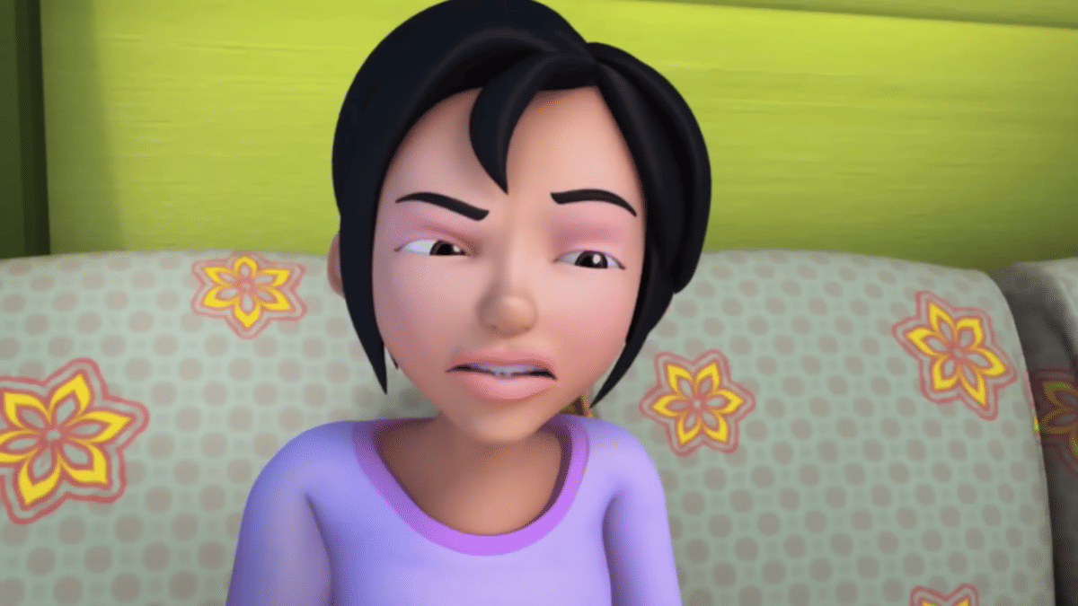 Potret Kak Ros dalam episode “Bahaya Jerebu” di serial Upin dan Ipin. 
