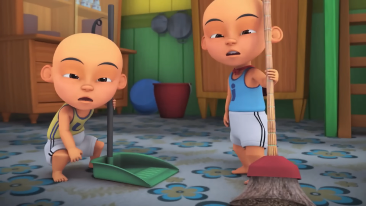 Potret Upin dan Ipin dalam episode "Bahaya Jerebu" di serial Upin & Ipin.
