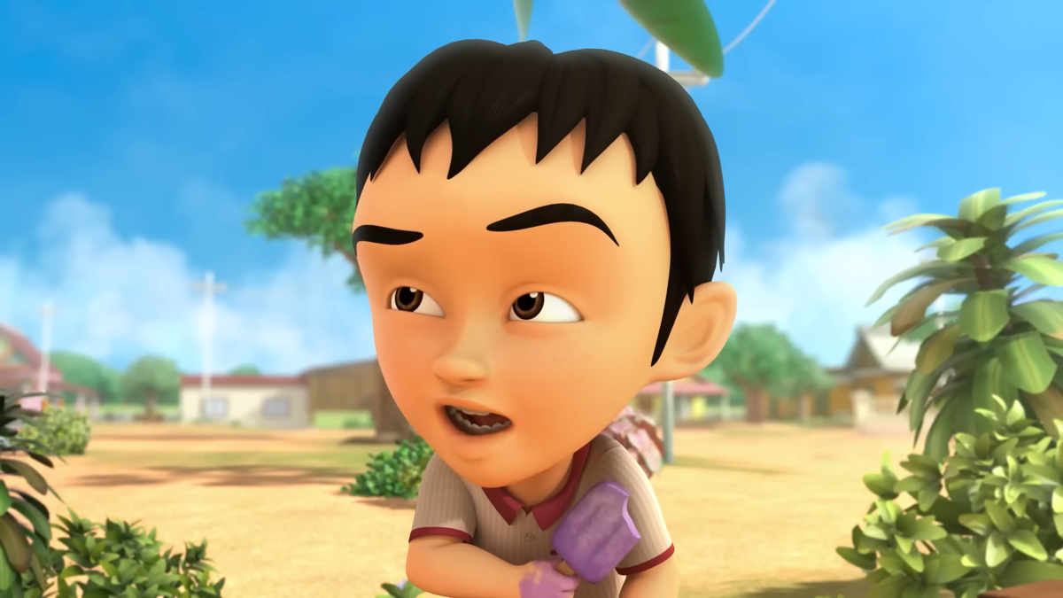 Potret Fizi dalam episode "Rajin Menyimpan Bijak Belanja" dalam serial Upin dan Ipin.