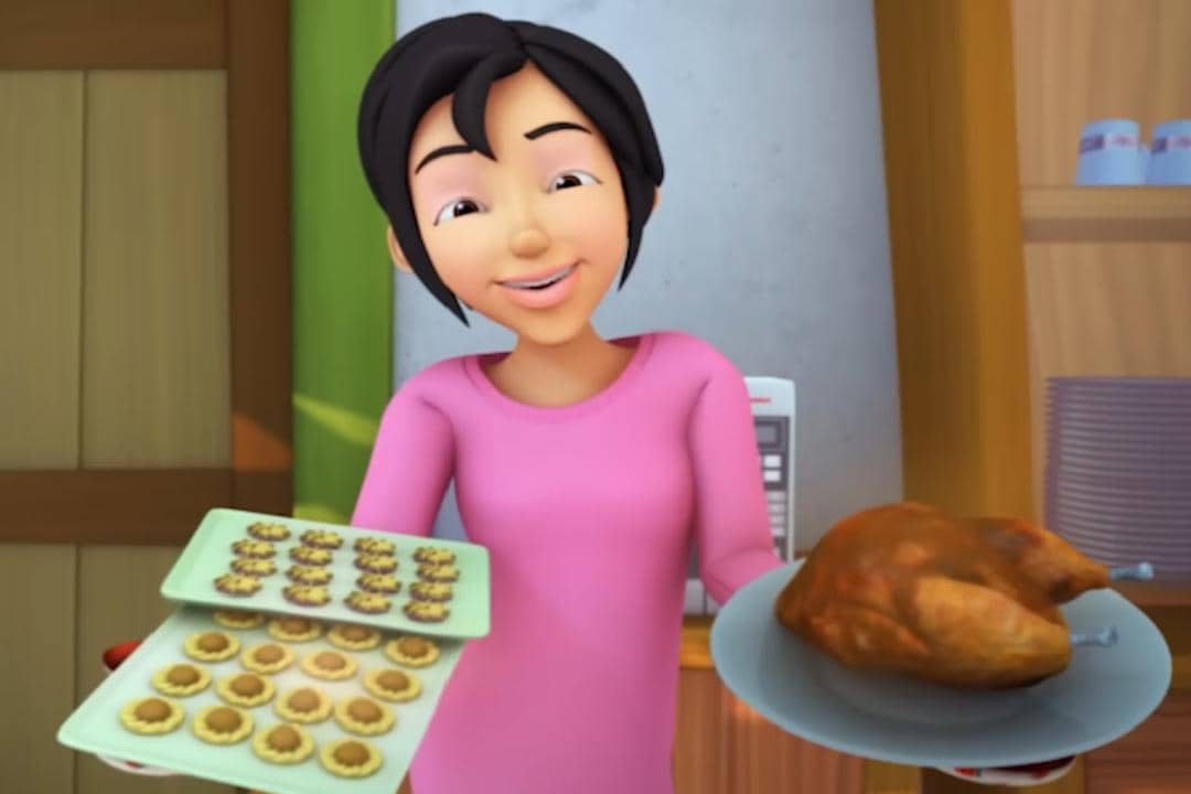 Kak Ros memasak hidangan enak untuk kedua adiknya