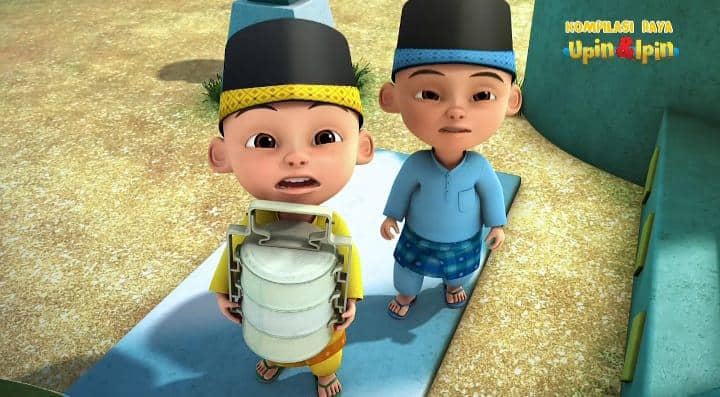Upin dan Ipin mengirim rendang untuk Tok Dalang.
